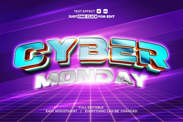 Effetto testo vettoriale Cyber Monday modificabile