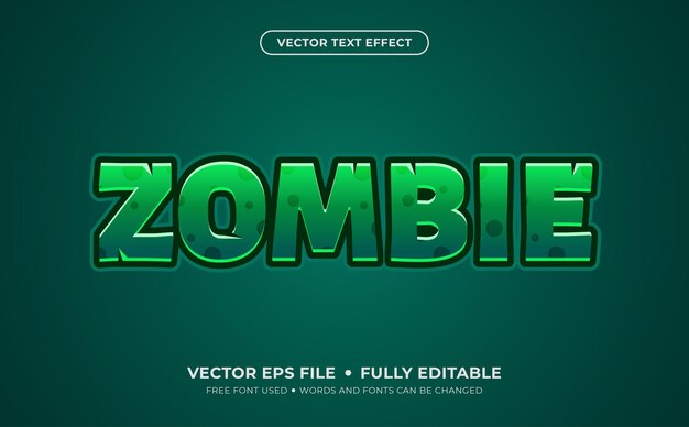 Effetto testo vettoriale modificabile Zombie Cartoon