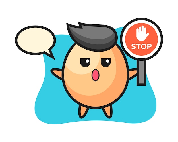 Egg l'illustrazione del carattere che tiene un fanale di arresto, stile sveglio per la maglietta, l'autoadesivo, elemento di logo