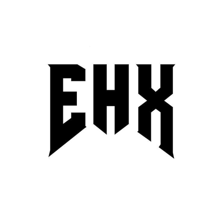 Vettore ehx letter logo design per l'azienda tecnologica ehx logo design combinazione di colori bianco e nero ehx logo ehx vettore ehx design ehx icona ehx alfabeto ehx tipografia logo design