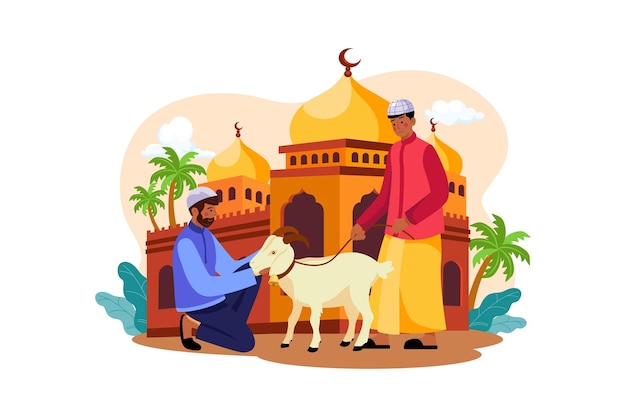 Eid Aladha concetto di illustrazione Illustrazione piatta isolata su sfondo bianco