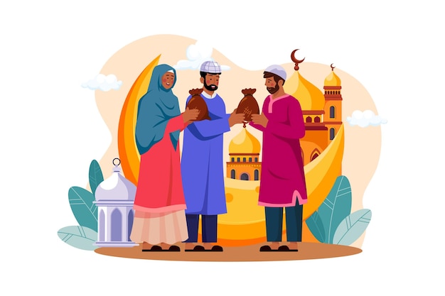 Eid Aladha concetto di illustrazione Illustrazione piatta isolata su sfondo bianco