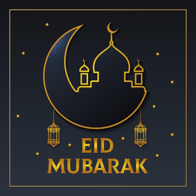 Eid Mubarak Bellissimo Design Vettore Premium