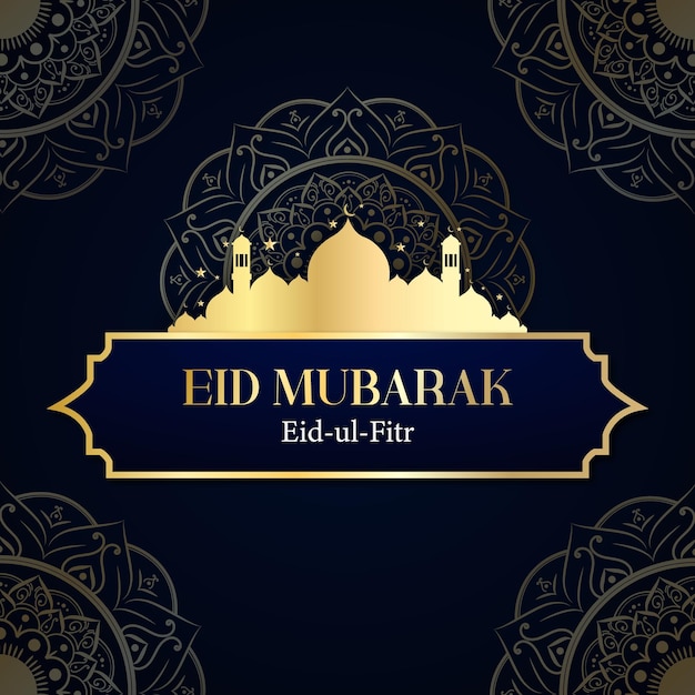 Eid mubarak eid ul fitre saluto con sfondo mandala islamico