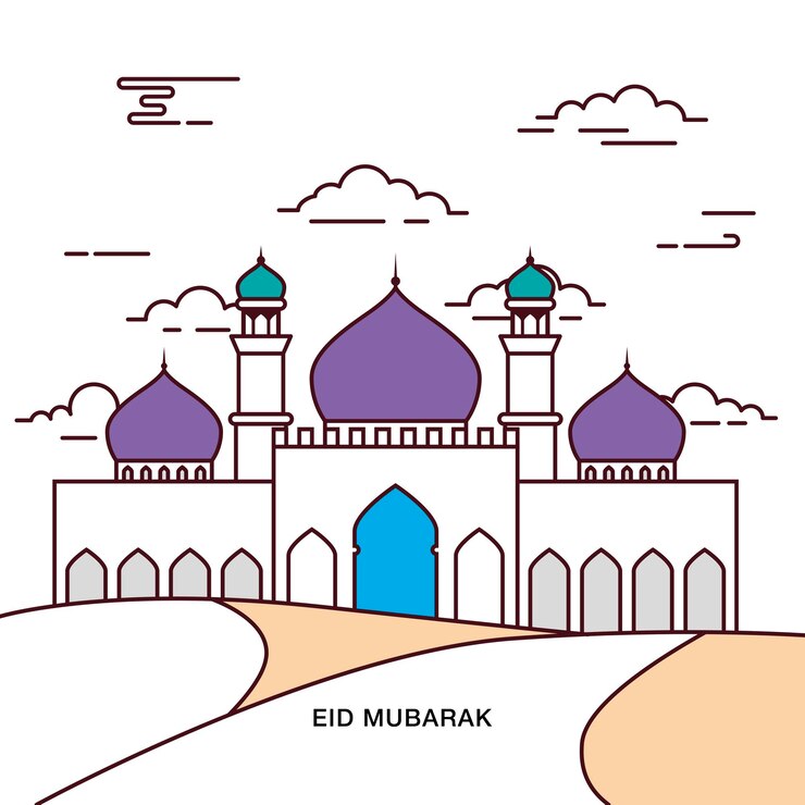 Eid Mubarak saluta con la Moschea nel deserto
