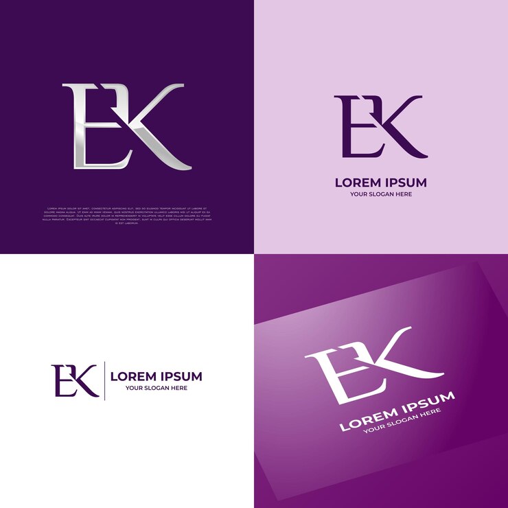 Vettore ek initial modern typography emblem logo template for business