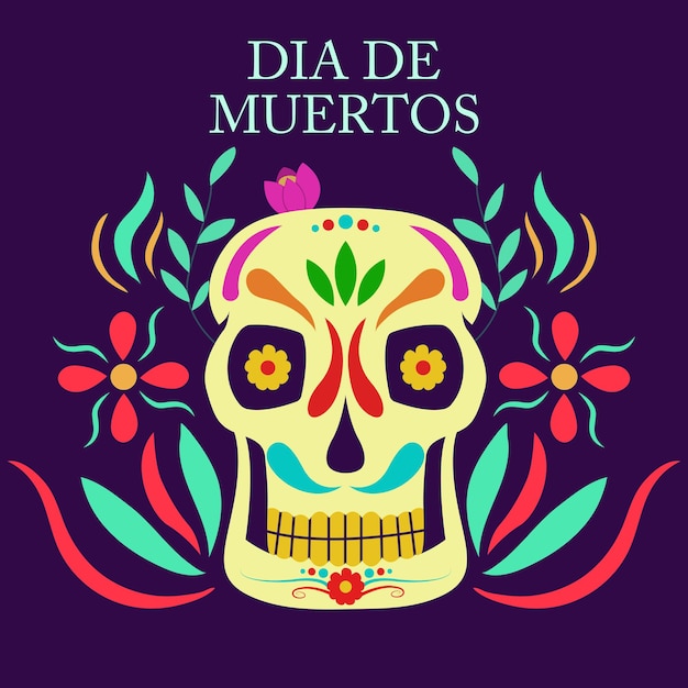 El dia de Muertos, illustrazioni vettoriali messicane del giorno dei morti. Cartoon teschi morti dal Messico