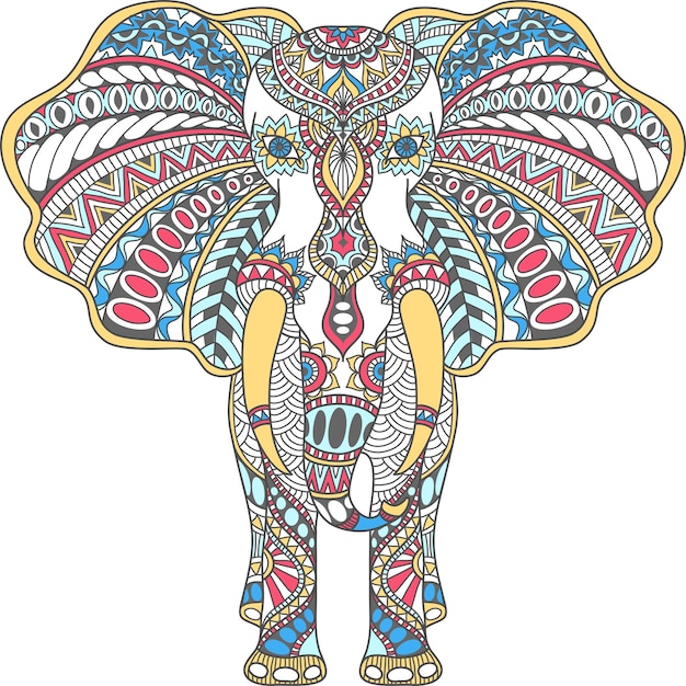 Elefante indiano decorato con colori vettoriali