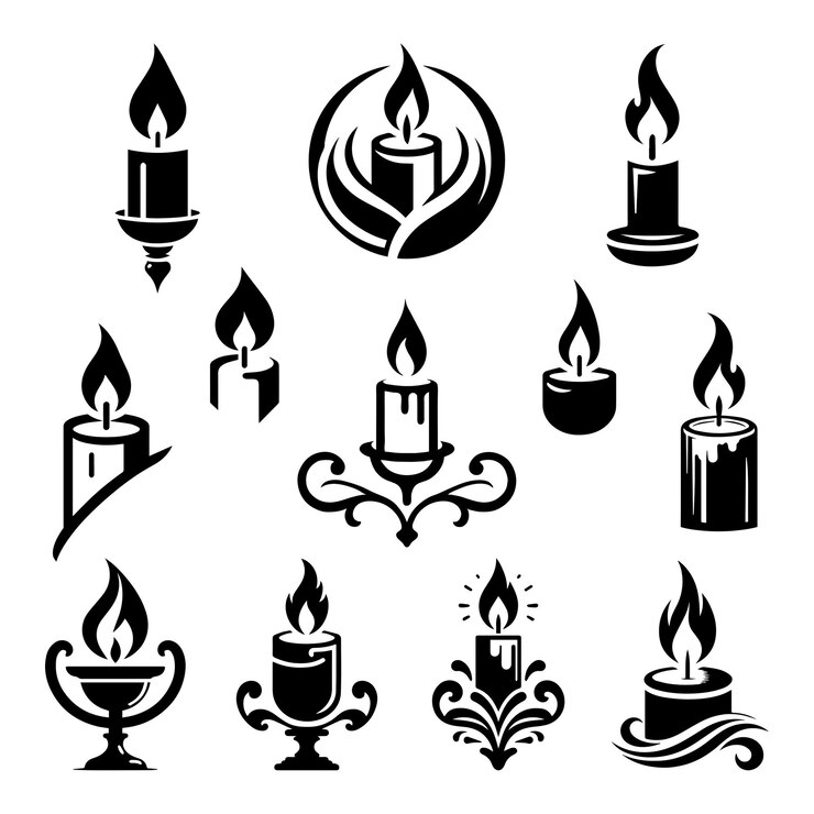 Vettore elegant candle vector collection artistic trendy icons amp logos per l'identità del marchio