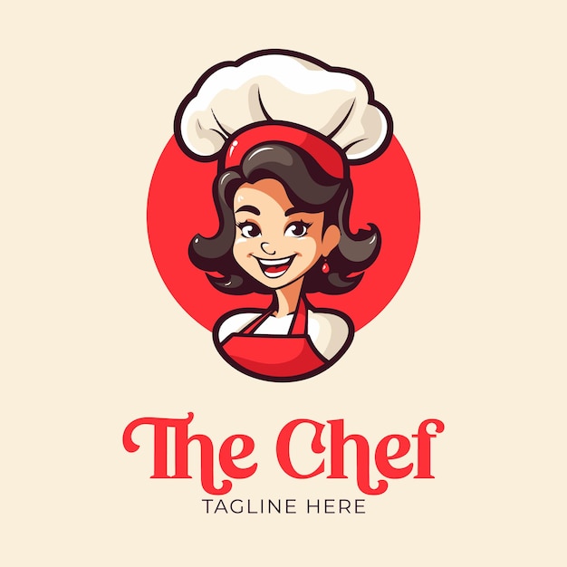 Elegant Mom Chef Logo Perfetta illustrazione vettoriale per il branding della cucina e la pubblicità