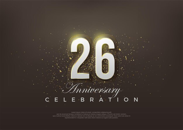 Elegante 26° anniversario numero sfondo vettoriale premium vettore premium per manifesto banner celebrazione saluto