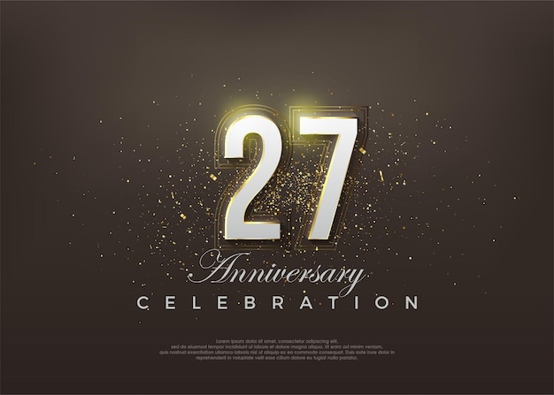 Elegante 27° anniversario numero sfondo vettoriale premium vettore premium per manifesto banner celebrazione saluto