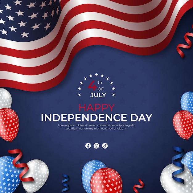 Elegante 4 luglio o USA Independence Day Celebration Design Social Media e Banner Template