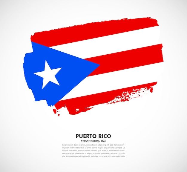 Elegante bandiera a pennello disegnata a mano del paese di Porto Rico su sfondo bianco