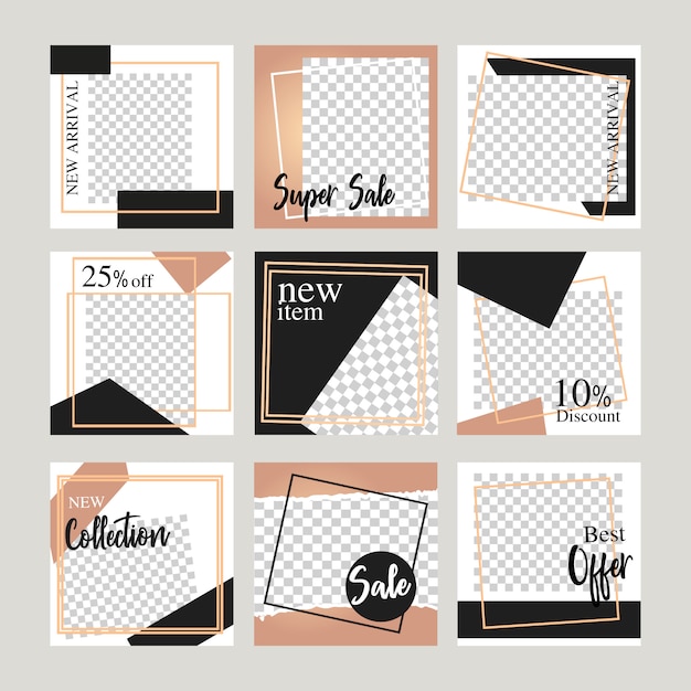 Elegante banner di layout di social media per banner web di promozione di vendita online marketing.
