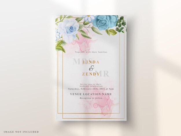 elegante biglietto d'invito per matrimonio ad acquerello floreale