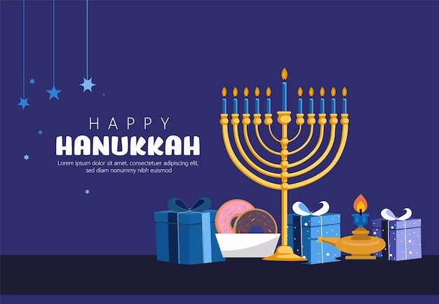 Elegante celebrazione di Hanukkah con regali di Menorah e dessert festivi