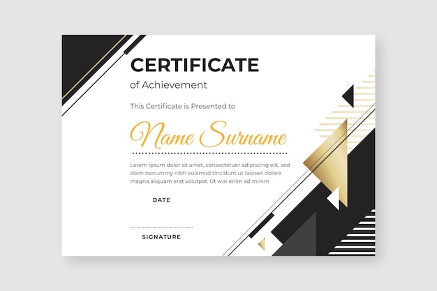 Elegante certificato di modello di successo