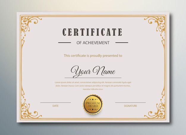 Elegante certificato modello