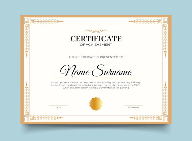 Elegante certificato ornamentale del modello di conseguimento