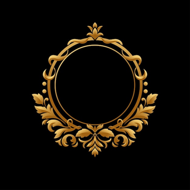 Elegante Circolare Classico Decorativo Florale Ornamentale di colore dorato