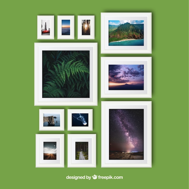 Elegante collage di cornici per foto con un design realistico