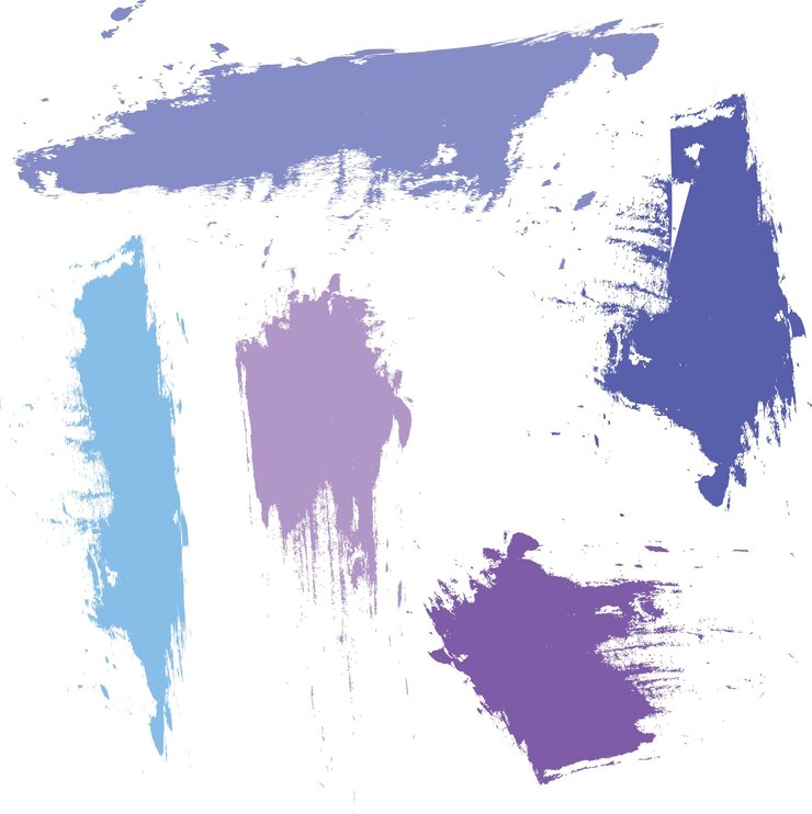 Vettore elegante collezione di pennellate astratte colorate su sfondo bianco
