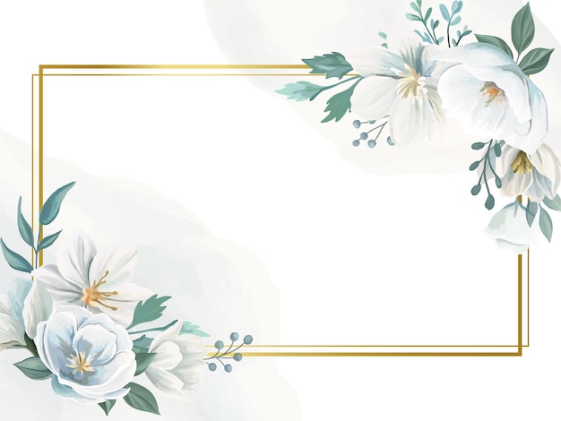 Elegante cornice dorata a fiori bianchi per il matrimonio