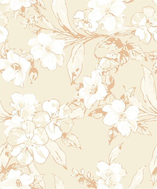 Elegante disegno floreale in toni crema e beige