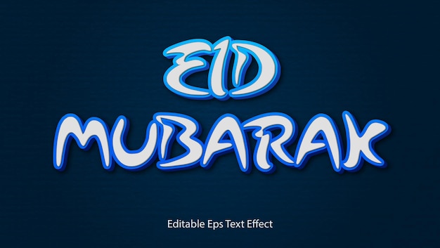 Elegante disegno vettoriale effetto testo 3d Eid Mubarak in blu viola per poster banner biglietto di auguri