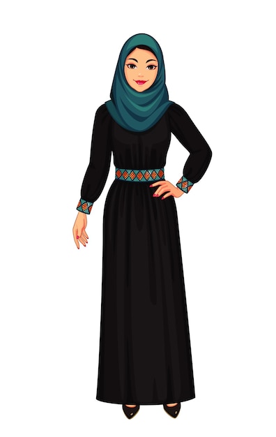 Elegante donna musulmana in abaya e hijab