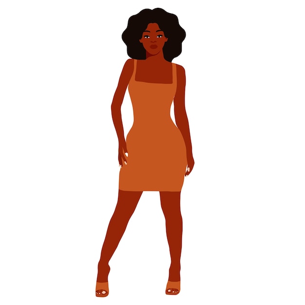 Elegante donna nera afro in elegante vettore di stile artistico