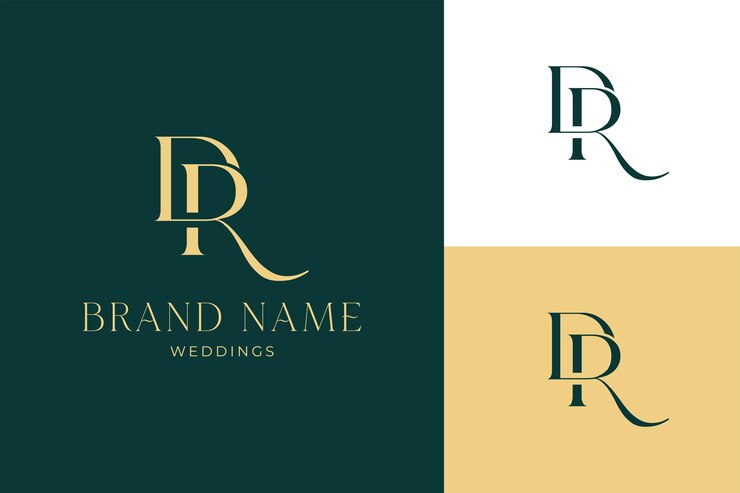 Elegante DR Wedding Monogram Logo e Luxury Wedding Brand Identity