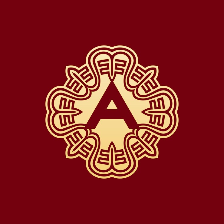 Vettore elegante e unica lettera iniziale a logo emblema alfabeto ornamento orientale