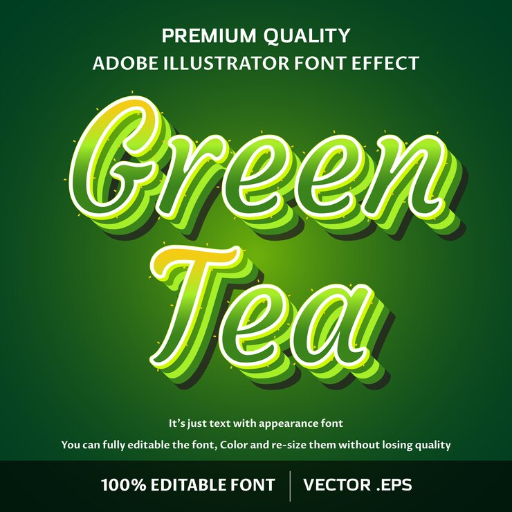 Elegante effetto di testo modificabile con script di tè verde