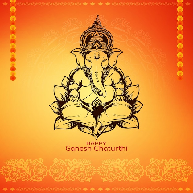 Elegante Happy Ganesh Chaturthi Festival culturale indiano sfondo