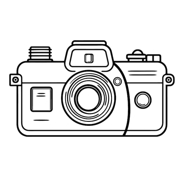 Elegante icona del contorno della fotocamera in formato vettoriale per disegni a tema fotografico