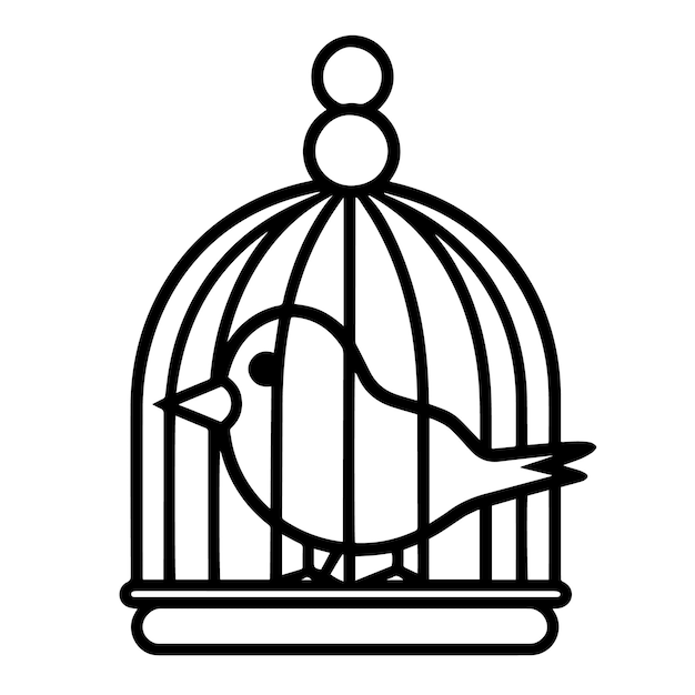 Elegante icona del contorno della gabbia degli uccelli in formato vettoriale per disegni ornamentali