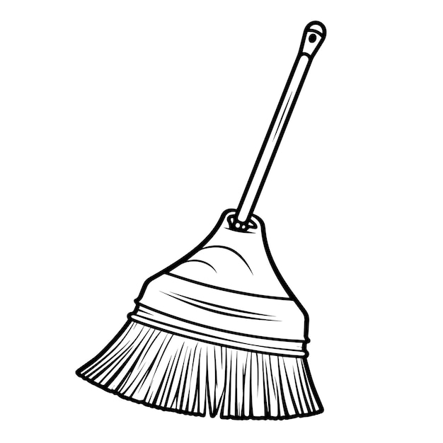 Elegante icona del contorno della scopa in formato vettoriale per disegni a tema di pulizia