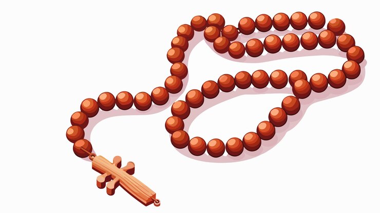 Vettore elegante icona di perle di rosario su sfondo bianco illustrazione vettoriale