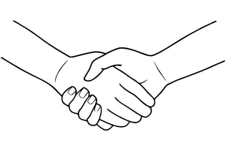 Vettore elegante illustrazione artistica della stretta di mano per le partnership