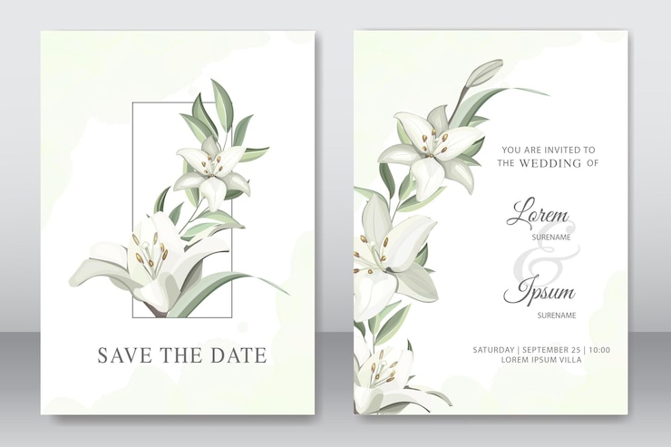 Elegante invito a nozze con bellissimo giglio