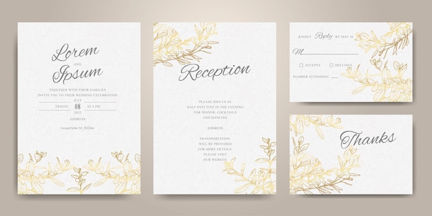 Elegante invito a nozze in oro e bianco