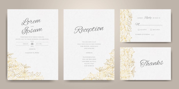 Elegante invito a nozze in oro e bianco