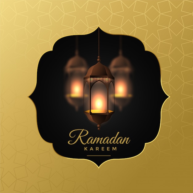 elegante Lanterne appese Ramadan Kareem sfondo