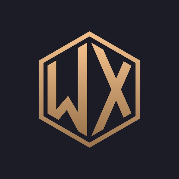 Elegante lettera esagonale WX Logo Design iniziale Lussuoso modello di logo WX