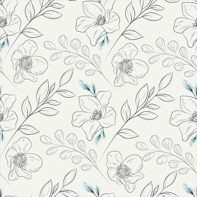 elegante linea di fiori e motivo floreale senza cuciture ad acquerello