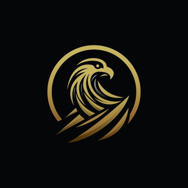 Elegante logo dell'aquila dorata in arte vettoriale