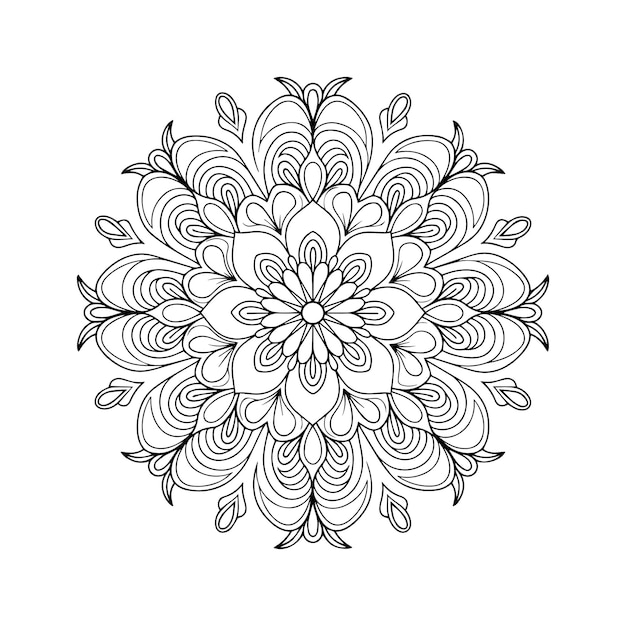 Elegante Mandala floreale in bianco e nero
