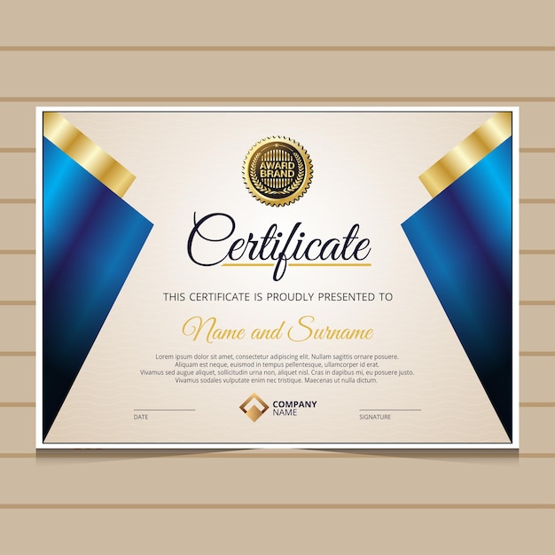 Elegante modello di certificato di diploma d'oro